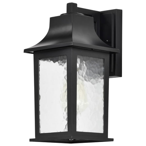Wall Lantern Nuvo 60-5959 Stillwell Collection Outdoor 13 inch Wall Light - Matte Black Finish with Clear Water Glass Nuvo