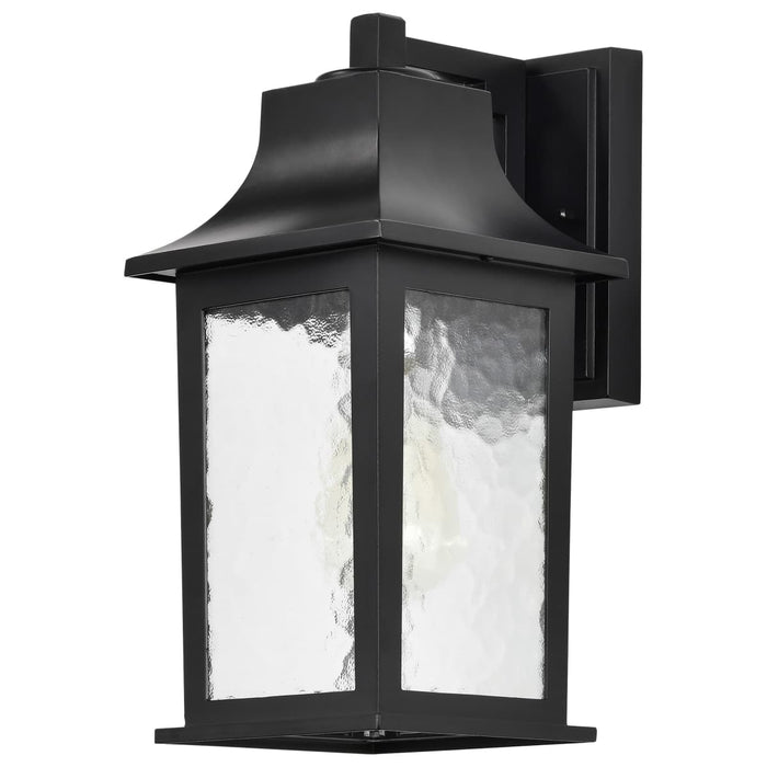 Wall Lantern Nuvo 60-5959 Stillwell Collection Outdoor 13 inch Wall Light - Matte Black Finish with Clear Water Glass Nuvo