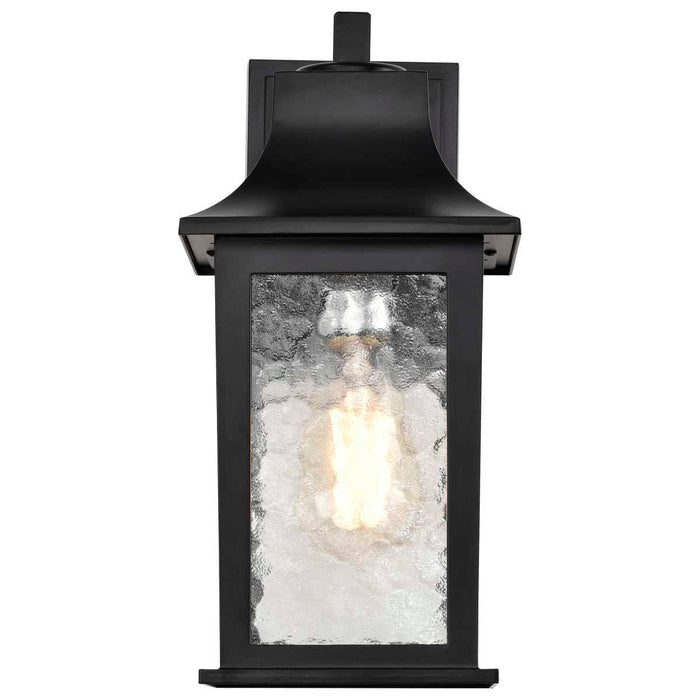 Wall Lantern Nuvo 60-5959 Stillwell Collection Outdoor 13 inch Wall Light - Matte Black Finish with Clear Water Glass Nuvo