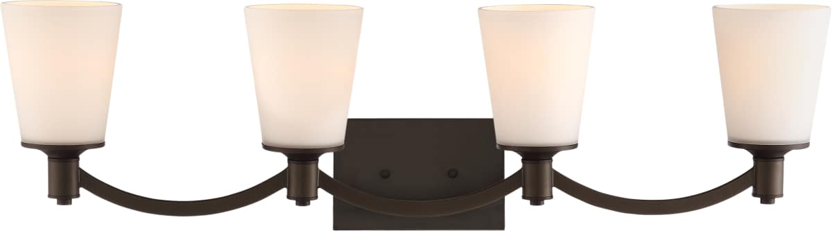 Vanity Nuvo 60-5974 Laguna - 4 Light - Vanity - Forest Bronze with White Glass Nuvo