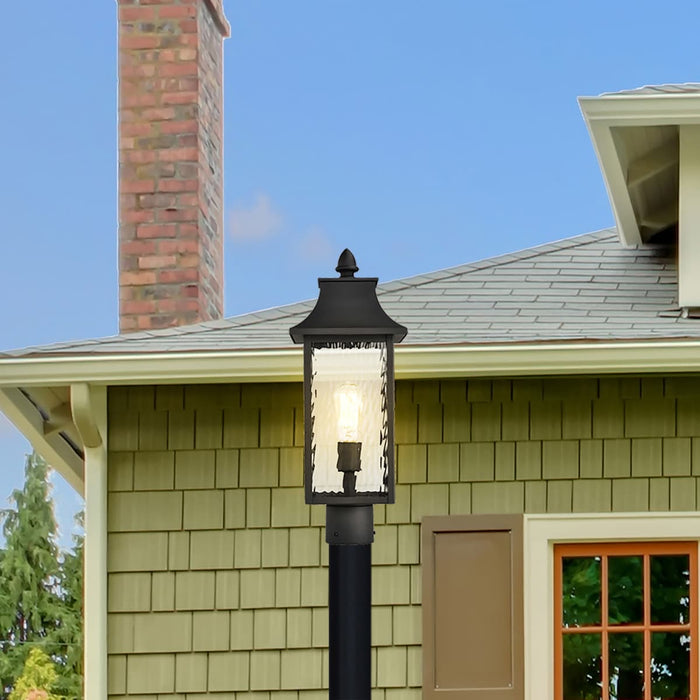 Post Lantern Nuvo 60-5995 Austen Collection Outdoor 20 inch Post Light Pole Lantern - Matte Black Finish with Clear Water Glass Nuvo
