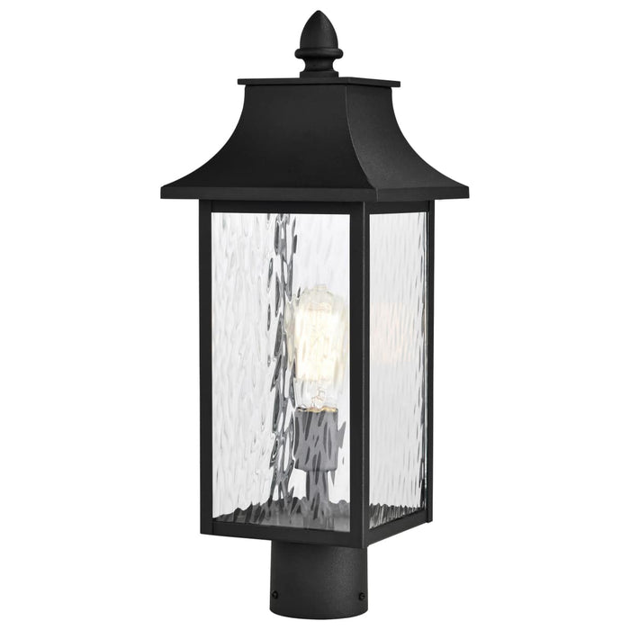 Post Lantern Nuvo 60-5995 Austen Collection Outdoor 20 inch Post Light Pole Lantern - Matte Black Finish with Clear Water Glass Nuvo