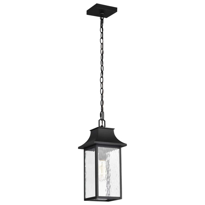 Hanging Lantern Nuvo 60-5996 Austen Collection Outdoor 17 inch Hanging Light - Matte Black Finish with Clear Water Glass Nuvo