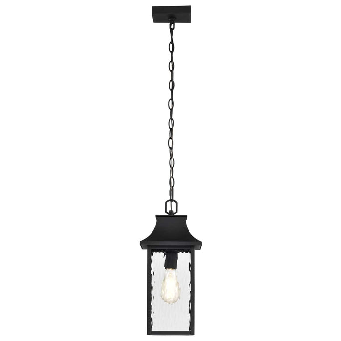 Hanging Lantern Nuvo 60-5996 Austen Collection Outdoor 17 inch Hanging Light - Matte Black Finish with Clear Water Glass Nuvo