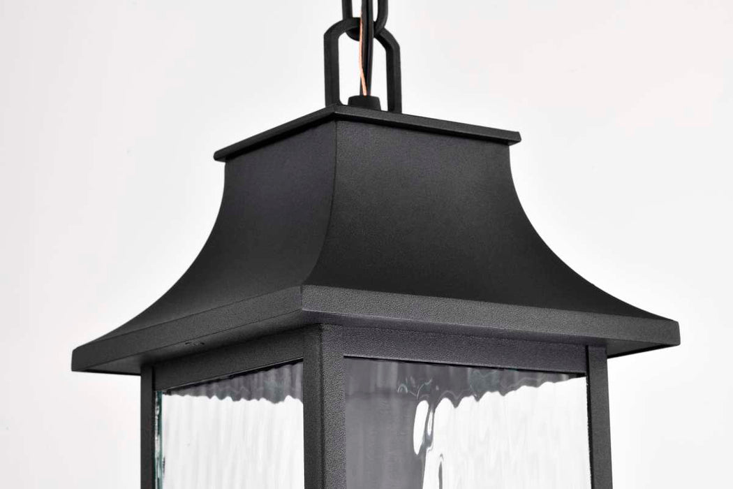 Hanging Lantern Nuvo 60-5996 Austen Collection Outdoor 17 inch Hanging Light - Matte Black Finish with Clear Water Glass Nuvo