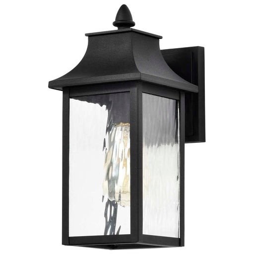 Wall Lantern Nuvo 60-5997 Austen Collection Outdoor 13 inch Small Wall Light - Matte Black Finish with Clear Water Glass Nuvo