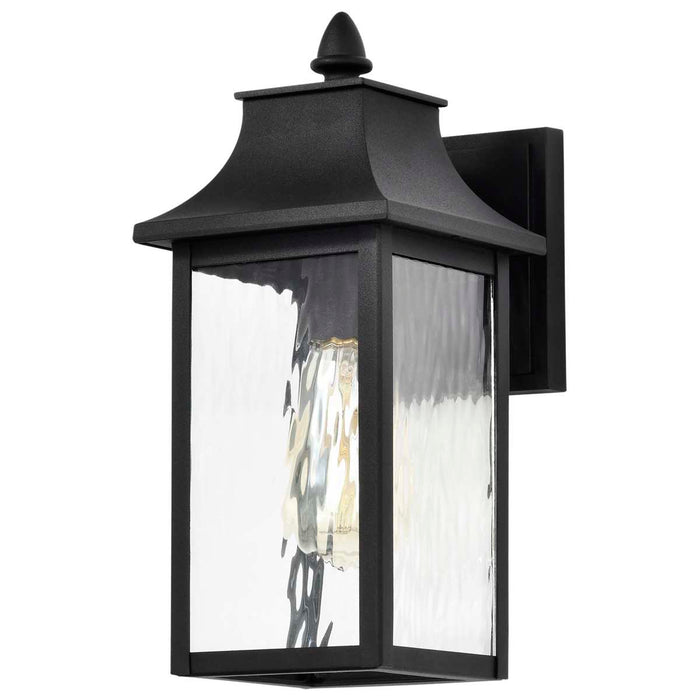 Wall Lantern Nuvo 60-5997 Austen Collection Outdoor 13 inch Small Wall Light - Matte Black Finish with Clear Water Glass Nuvo