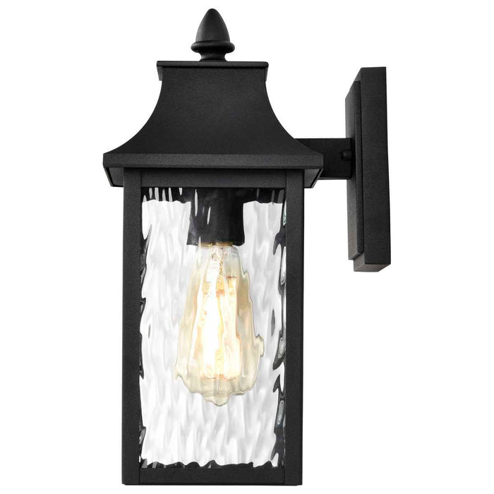 Wall Lantern Nuvo 60-5997 Austen Collection Outdoor 13 inch Small Wall Light - Matte Black Finish with Clear Water Glass Nuvo