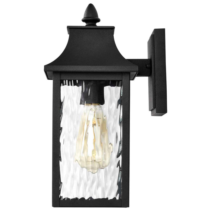 Wall Lantern Nuvo 60-5997 Austen Collection Outdoor 13 inch Small Wall Light - Matte Black Finish with Clear Water Glass Nuvo