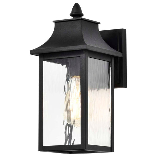 Wall Lantern Nuvo 60-5997 Austen Collection Outdoor 13 inch Small Wall Light - Matte Black Finish with Clear Water Glass Nuvo