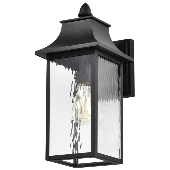 Wall Lantern Nuvo 60-5998 Austen Collection Outdoor 17 inch Large Wall Light - Matte Black Finish with Clear Water Glass Nuvo