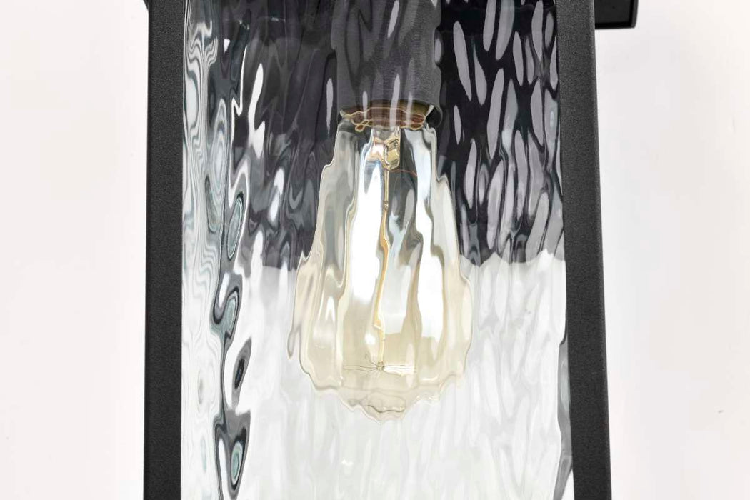 Wall Lantern Nuvo 60-5998 Austen Collection Outdoor 17 inch Large Wall Light - Matte Black Finish with Clear Water Glass Nuvo