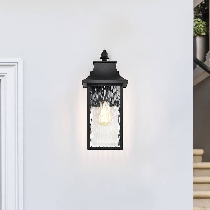 Wall Lantern Nuvo 60-5998 Austen Collection Outdoor 17 inch Large Wall Light - Matte Black Finish with Clear Water Glass Nuvo