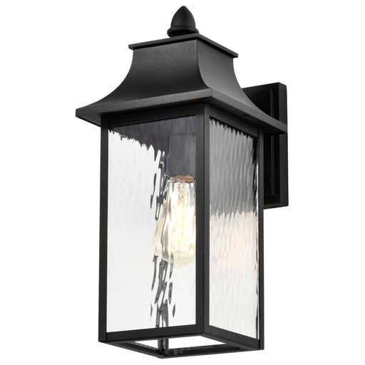 Wall Lantern Nuvo 60-5998 Austen Collection Outdoor 17 inch Large Wall Light - Matte Black Finish with Clear Water Glass Nuvo