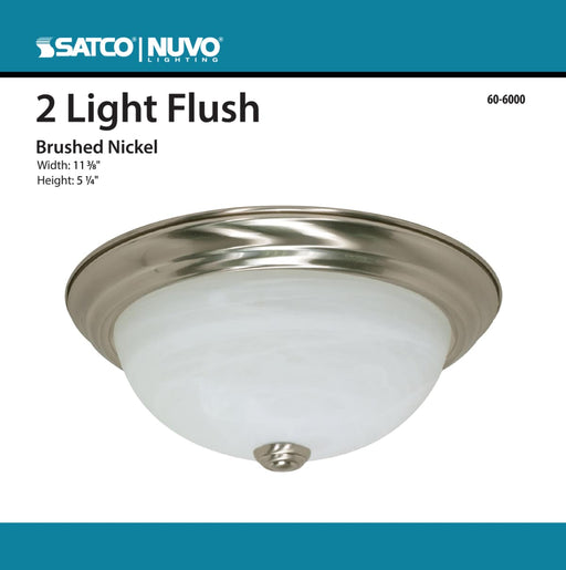 Flush Mount Nuvo 60-6000 2 Light - 11 in. - Flush Mount - Alabaster Glass - Color retail packaging - Brushed Nickel Finish Nuvo