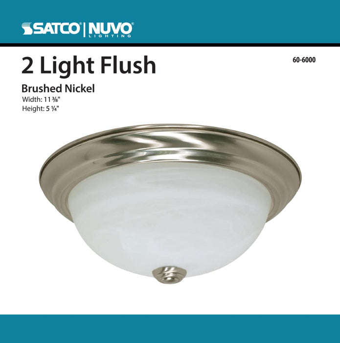Flush Mount Nuvo 60-6000 2 Light - 11 in. - Flush Mount - Alabaster Glass - Color retail packaging - Brushed Nickel Finish Nuvo