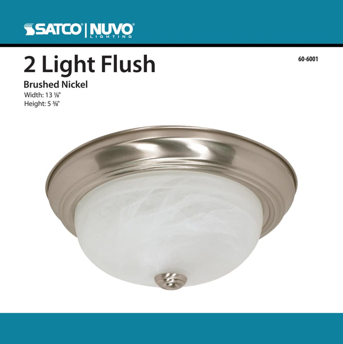 Flush Mount Nuvo 60-6001 2 Light - 13 in. - Flush Mount - Alabaster Glass - Color retail packaging - Brushed Nickel Finish Nuvo