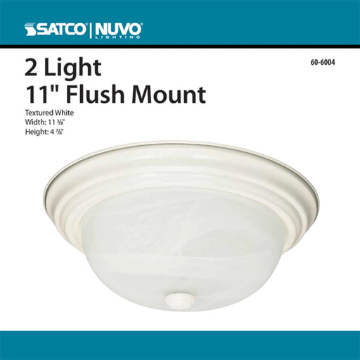 Flush Mount Nuvo 60-6004 2 Light - 11 in. - Flush Mount - Alabaster Glass - Color retail packaging - Textured White Finish Nuvo