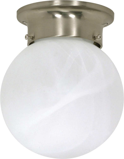 Flush Mount Nuvo 60-6008 1 Light - 6 in. - Ceiling Mount - Alabaster Ball - Color retail packaging - Brushed Nickel Finish Nuvo