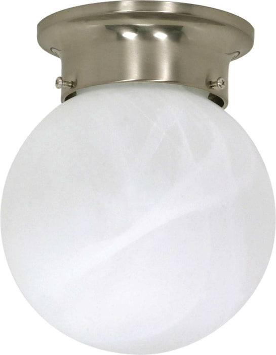 Flush Mount Nuvo 60-6008 1 Light - 6 in. - Ceiling Mount - Alabaster Ball - Color retail packaging - Brushed Nickel Finish Nuvo