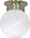 Flush Mount Nuvo 60-6008 1 Light - 6 in. - Ceiling Mount - Alabaster Ball - Color retail packaging - Brushed Nickel Finish Nuvo