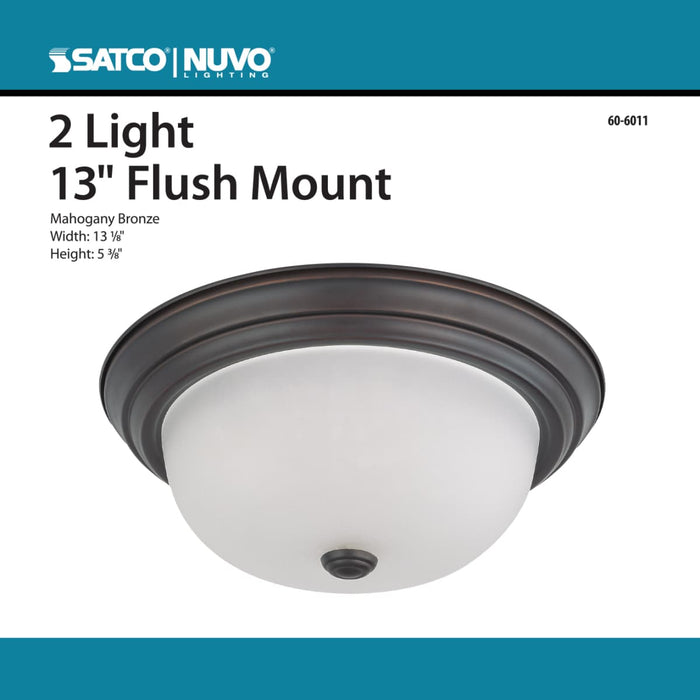 Flush Mount Nuvo 60-6011 2 Light - 13 in. - Flush Mount with Frosted White Glass - Color retail packaging - Mahogany Bronze Finish Nuvo