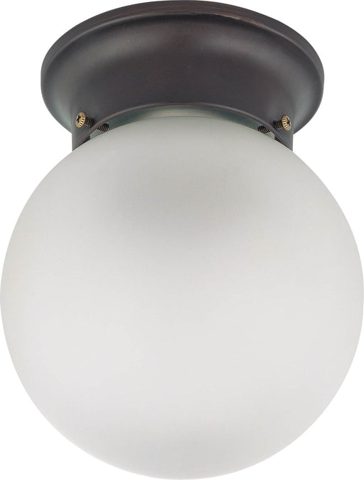 Flush Mount Nuvo 60-6012 1 Light - 6 in. - Ceiling Mount with Frosted White Glass - Color retail packaging - Mahogany Bronze Finish Nuvo