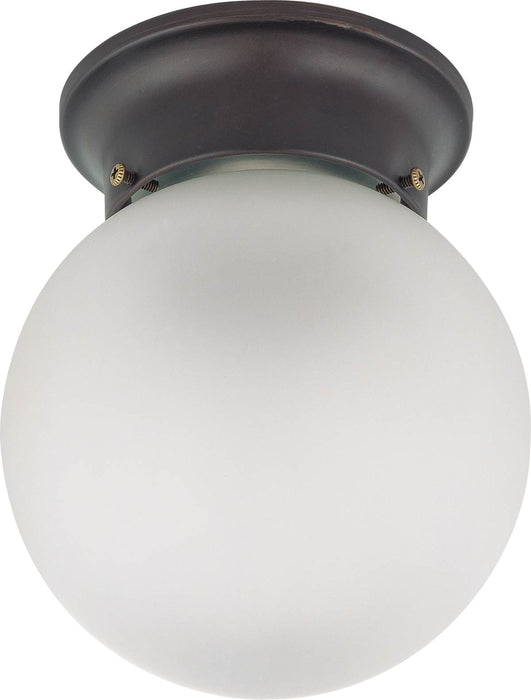 Flush Mount Nuvo 60-6012 1 Light - 6 in. - Ceiling Mount with Frosted White Glass - Color retail packaging - Mahogany Bronze Finish Nuvo