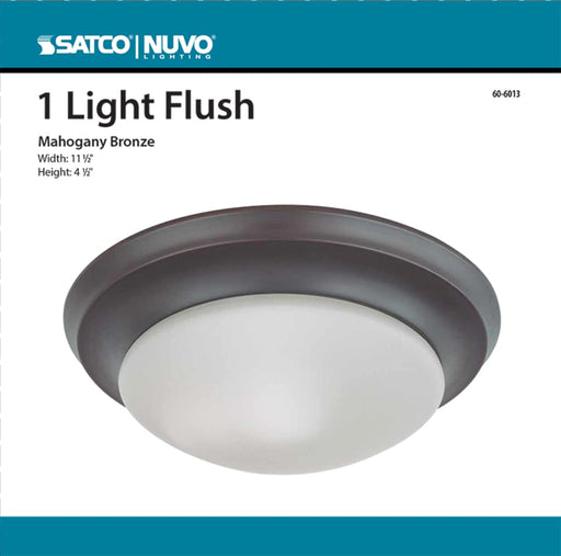 Flush Mount Nuvo 60-6013 1 Light - 12 in. - Flush Mount Twist and Lock with Frosted White Glass - Color retail packaging - Mahogany Bronze Finish Nuvo