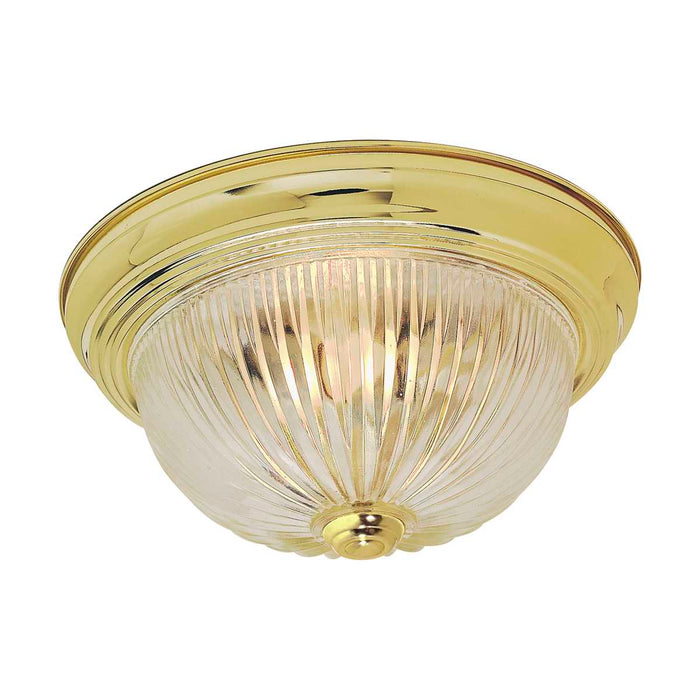 Flush Mount Nuvo 60-6016 2 Light - 13 in. - Flush Mount - Clear Ribbed Glass - Color retail packaging - Polished Brass Finish Nuvo