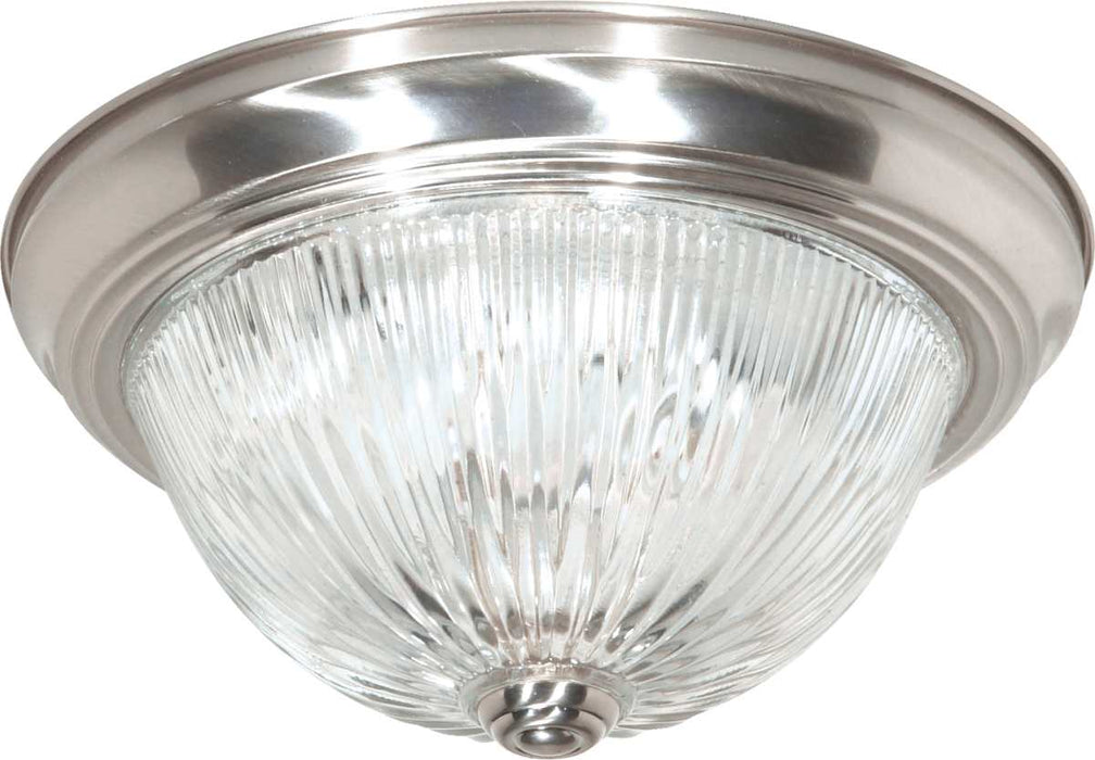 Flush Mount Nuvo 60-6023 2 Light - 11 in. - Flush Mount - Clear Ribbed Glass - Color retail packaging - Brushed Nickel Finish Nuvo