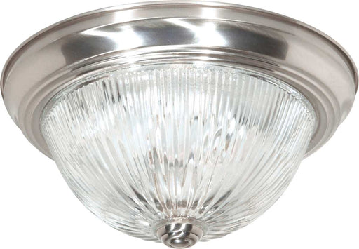 Flush Mount Nuvo 60-6023 2 Light - 11 in. - Flush Mount - Clear Ribbed Glass - Color retail packaging - Brushed Nickel Finish Nuvo