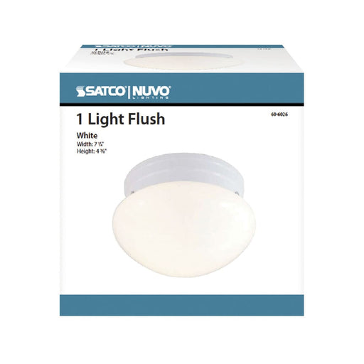 Flush Mount Nuvo 60-6026 1 Light - 8 in. - Flush Mount - Small White Mushroom - Color retail packaging - White Finish Nuvo