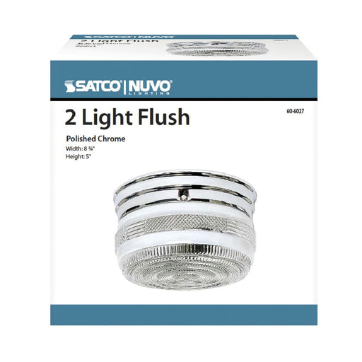 Flush Mount Nuvo 60-6027 2 Light - 8 in. - Flush Mount - Medium Crystal / White Drum - Color retail packaging - Polished Chrome Finish Nuvo