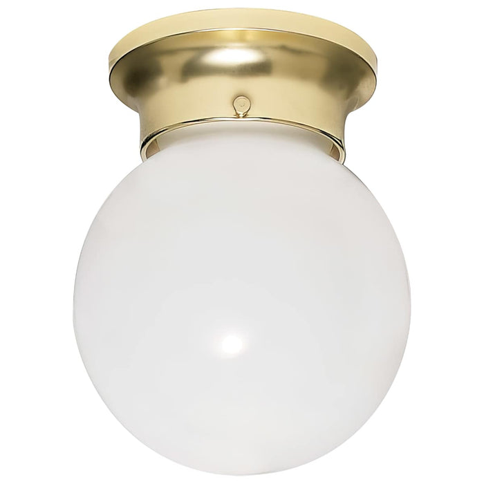Flush Mount Nuvo 60-6028 1 Light - 6 in. - Ceiling Fixture - White Ball - Color retail packaging - Polished Brass Finish Nuvo