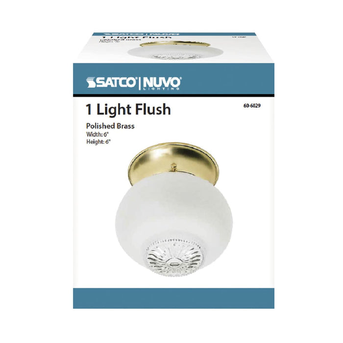Flush Mount Nuvo 60-6029 1 Light - 6 in. - Ceiling Fixture - Clear Bottom Squat Ball - Color retail packaging - Polished Brass Finish Nuvo