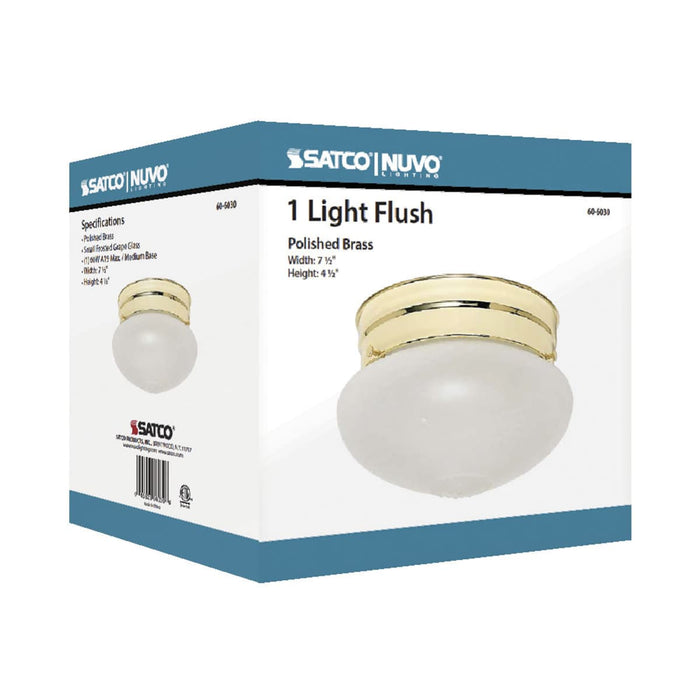 Flush Mount Nuvo 60-6030 1 Light - 6 in. - Flush Mount - Small Frosted Grape Mushroom - Color retail packaging - Polished Brass Finish Nuvo