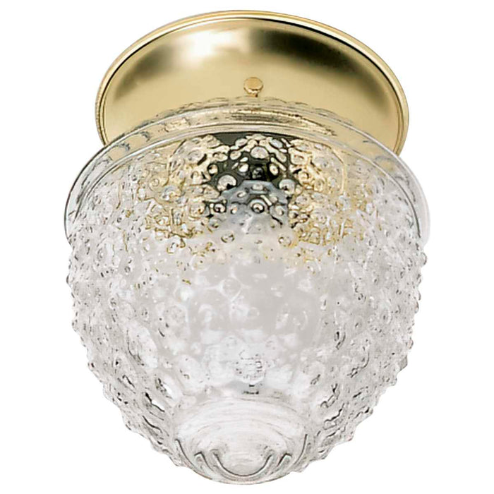 Flush Mount Nuvo 60-6031 1 Light - 6 in. - Ceiling Fixture - Clear Pineapple Glass - Color retail packaging - Polished Brass Finish Nuvo