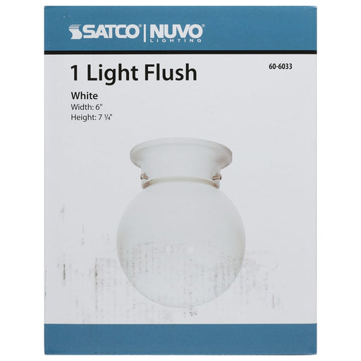 Flush Mount Nuvo 60-6033 1 Light - 6 in. - Ceiling Fixture - White Ball - Color retail packaging - White Finish Nuvo