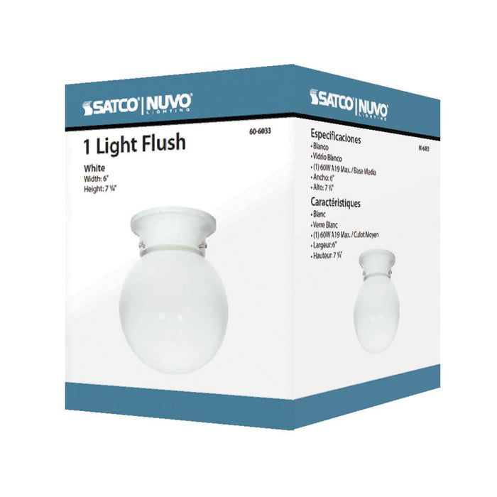 Flush Mount Nuvo 60-6033 1 Light - 6 in. - Ceiling Fixture - White Ball - Color retail packaging - White Finish Nuvo
