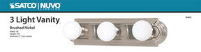 Vanity Nuvo 60-6072 3 Light - 18 in. - Vanity - Racetrack Style - Color retail packaging - Brushed Nickel Finish Nuvo