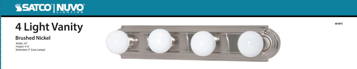 Vanity Nuvo 60-6073 4 Light - 24 in. - Vanity - Racetrack Style - Color retail packaging - Brushed Nickel Finish Nuvo