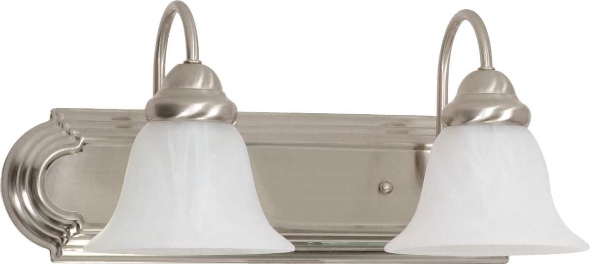 Vanity Nuvo 60-6074 Ballerina - 2 Light - 18 in. - Vanity with Alabaster Glass Bell Shades - Color retail packaging - Brushed Nickel Finish Nuvo