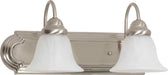 Vanity Nuvo 60-6074 Ballerina - 2 Light - 18 in. - Vanity with Alabaster Glass Bell Shades - Color retail packaging - Brushed Nickel Finish Nuvo