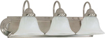 Vanity Nuvo 60-6075 Ballerina - 3 Light - 24 in. - Vanity with Alabaster Glass Bell Shades - Color retail packaging - Brushed Nickel Finish Nuvo
