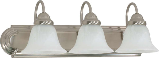 Vanity Nuvo 60-6075 Ballerina - 3 Light - 24 in. - Vanity with Alabaster Glass Bell Shades - Color retail packaging - Brushed Nickel Finish Nuvo