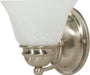Vanity Nuvo 60-6077 Empire - 1 Light - 7 in. - Vanity with Alabaster Glass Bell Shades - Color retail packaging - Brushed Nickel Finish Nuvo