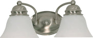 Vanity Nuvo 60-6078 Empire - 2 Light - 15 in. - Vanity with Alabaster Glass Bell Shades - Color retail packaging - Brushed Nickel Finish Nuvo