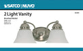 Vanity Nuvo 60-6078 Empire - 2 Light - 15 in. - Vanity with Alabaster Glass Bell Shades - Color retail packaging - Brushed Nickel Finish Nuvo