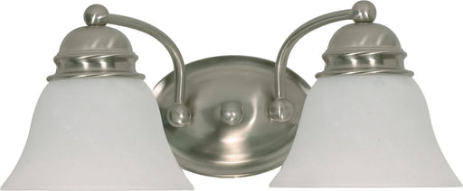 Vanity Nuvo 60-6078 Empire - 2 Light - 15 in. - Vanity with Alabaster Glass Bell Shades - Color retail packaging - Brushed Nickel Finish Nuvo
